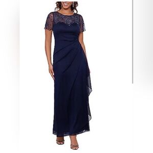 Xscape Blue Flutter Sleeve Gown for Wedding